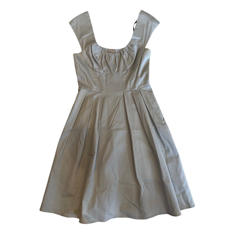 Roland Mouret RM Gray Satin Pleated Fit & Flare Dress US 4 Made in France